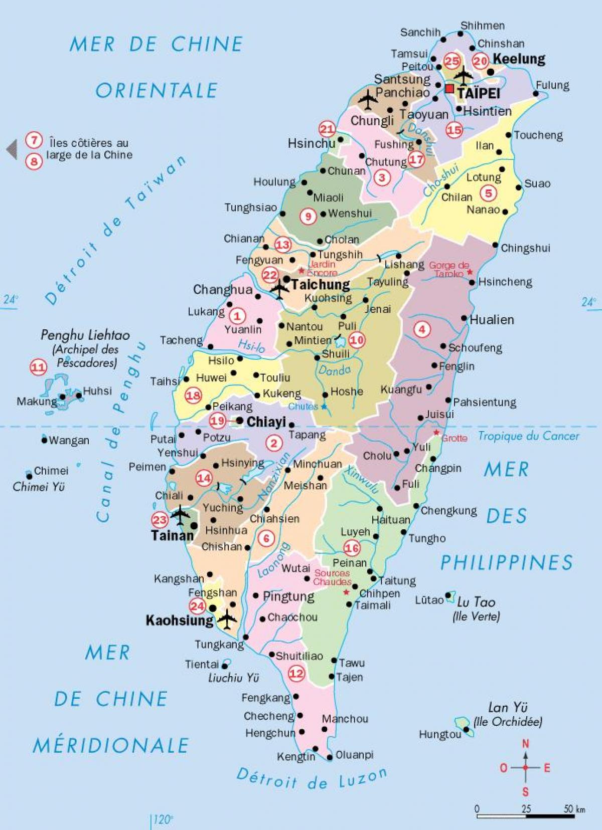 kort over Taiwan byer