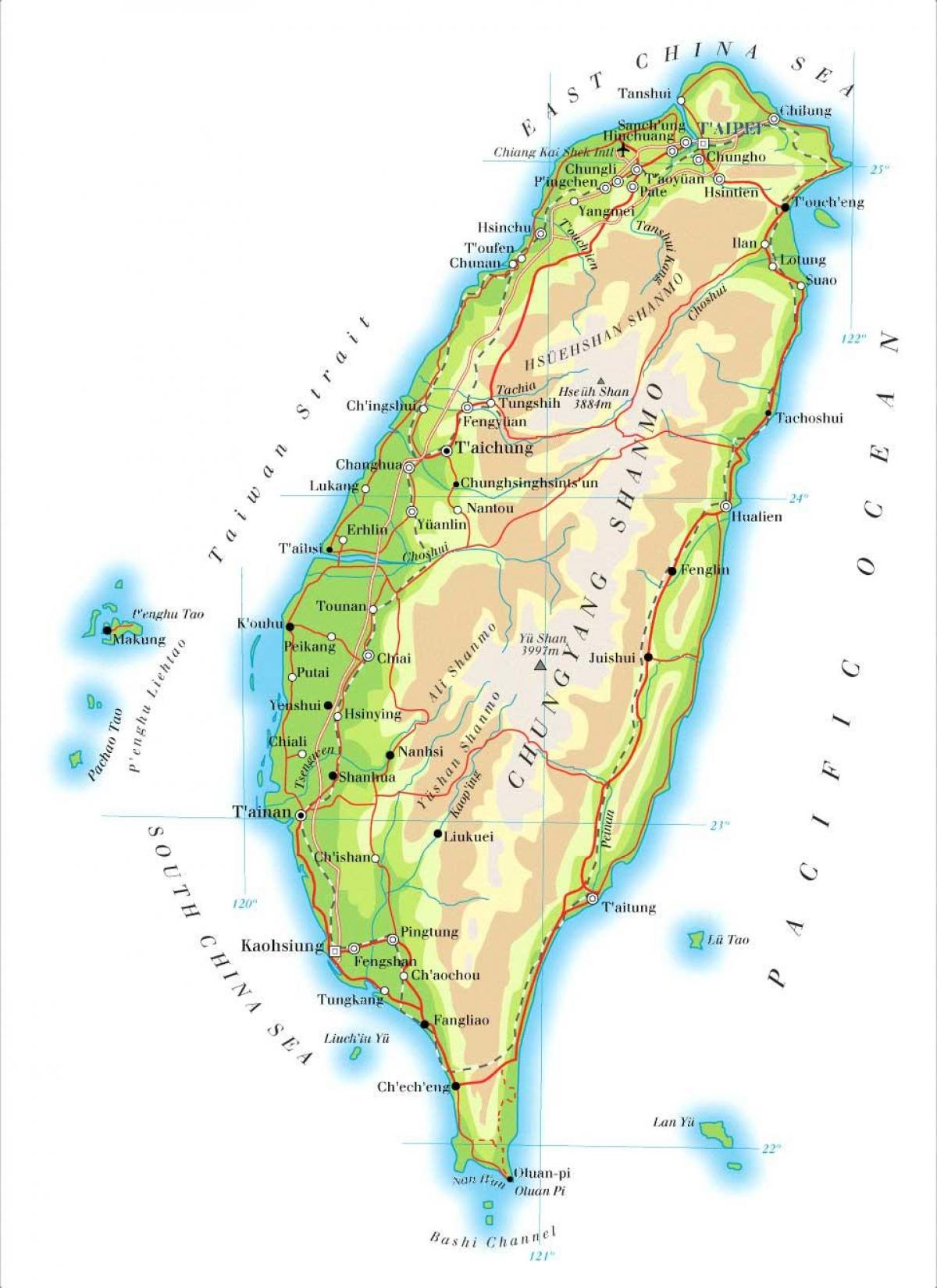 Kort over Taiwan-floden