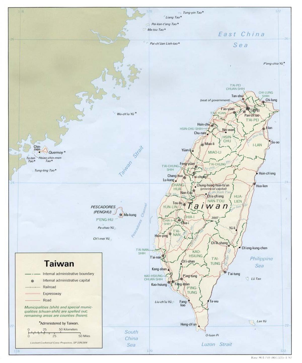 Taiwan geografi kort