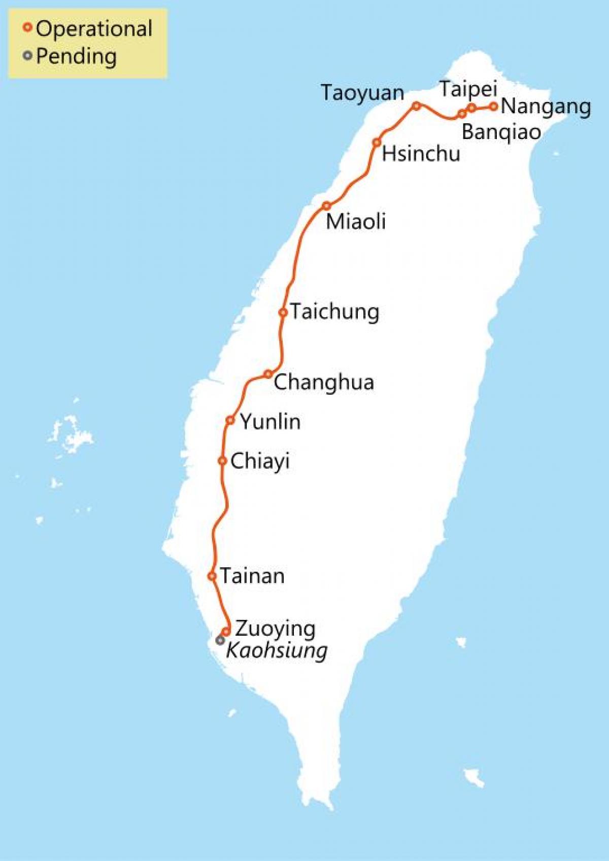 Taiwan high speed rail rute kort