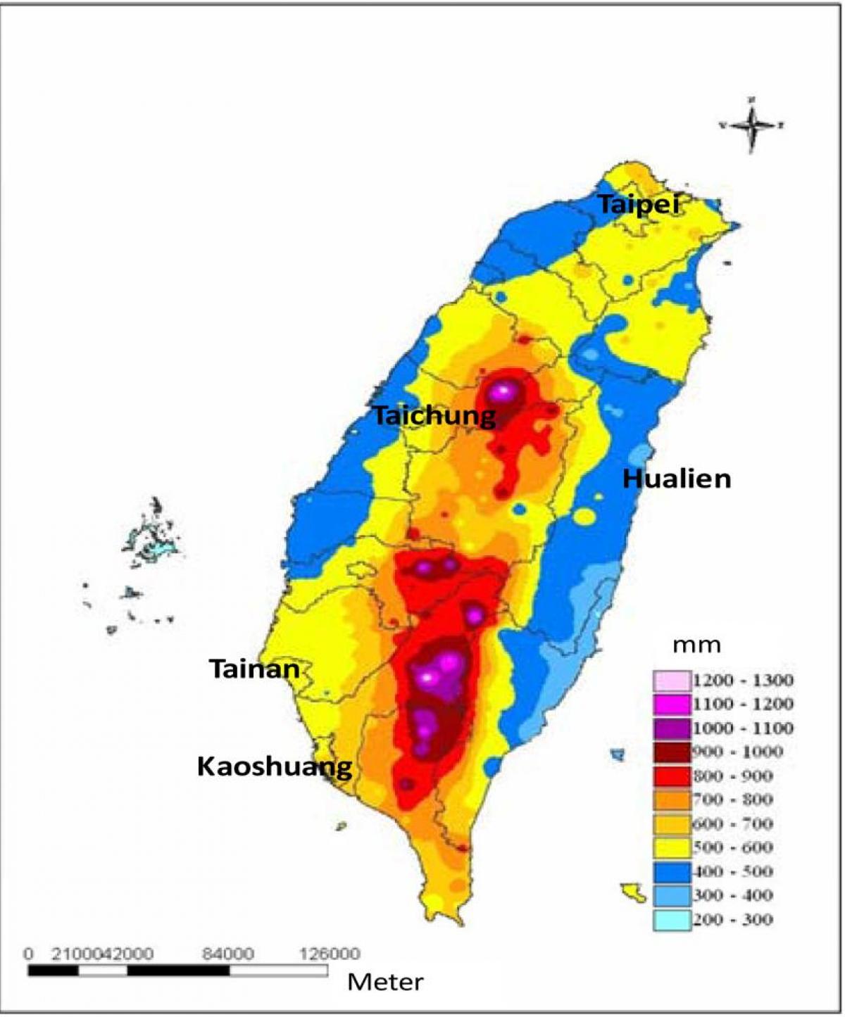 Kort over Taiwan klima