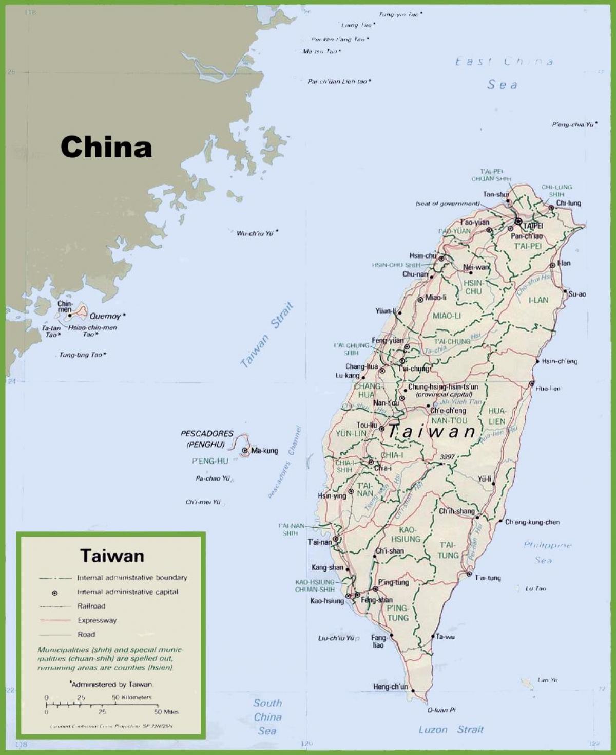 et kort over Taiwan