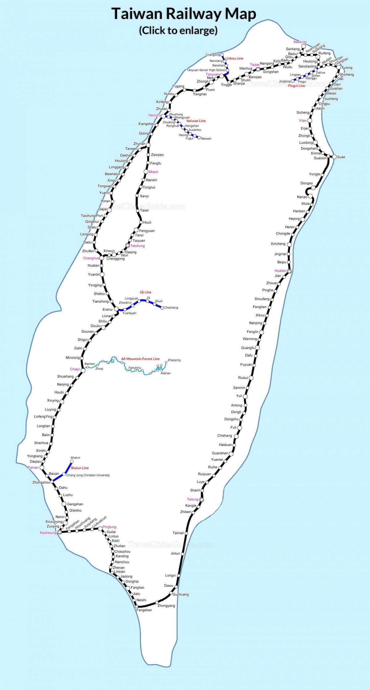 jernbanen kort Taiwan