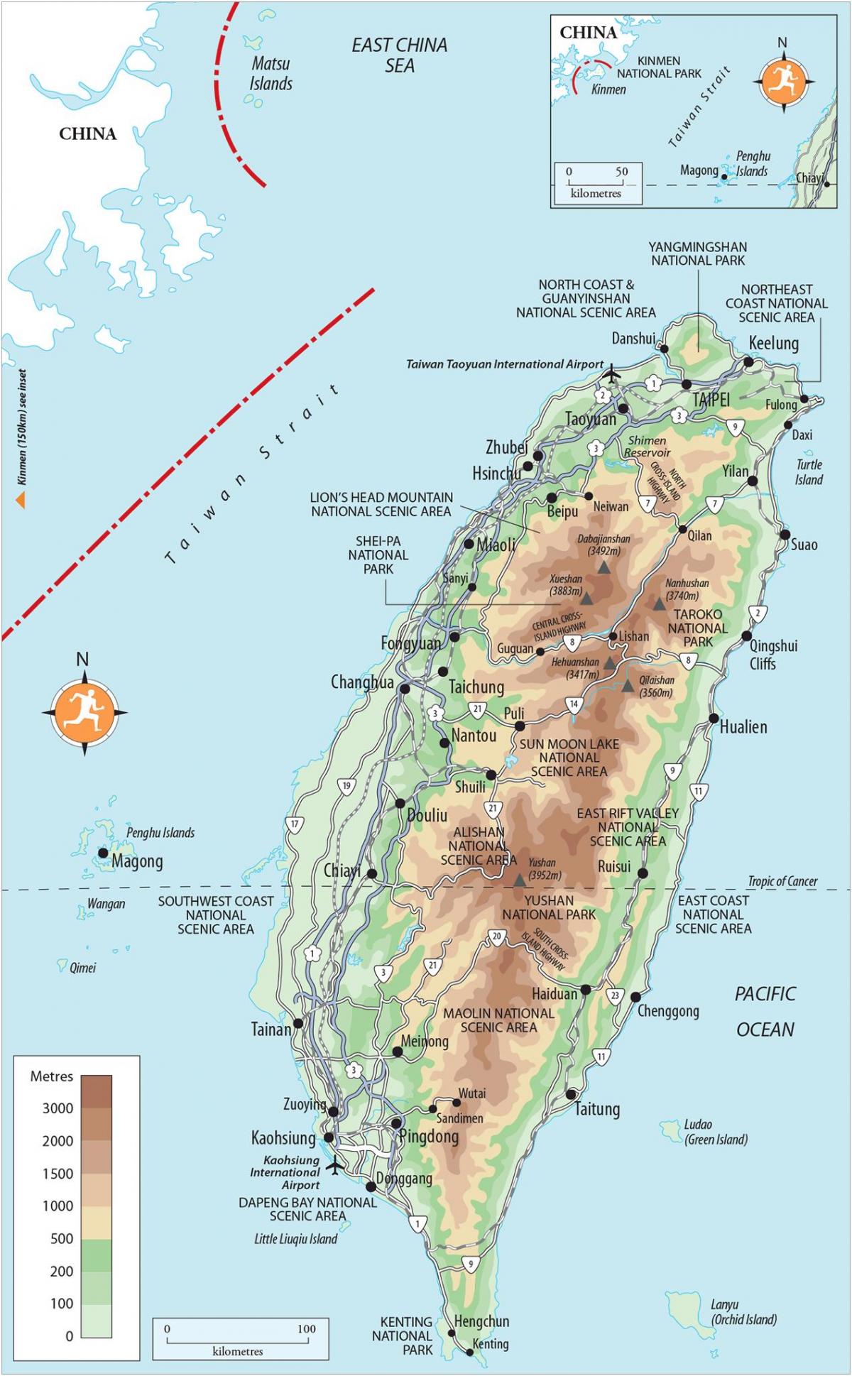 Kort over Taiwan steder af interesse