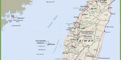 Et kort over Taiwan